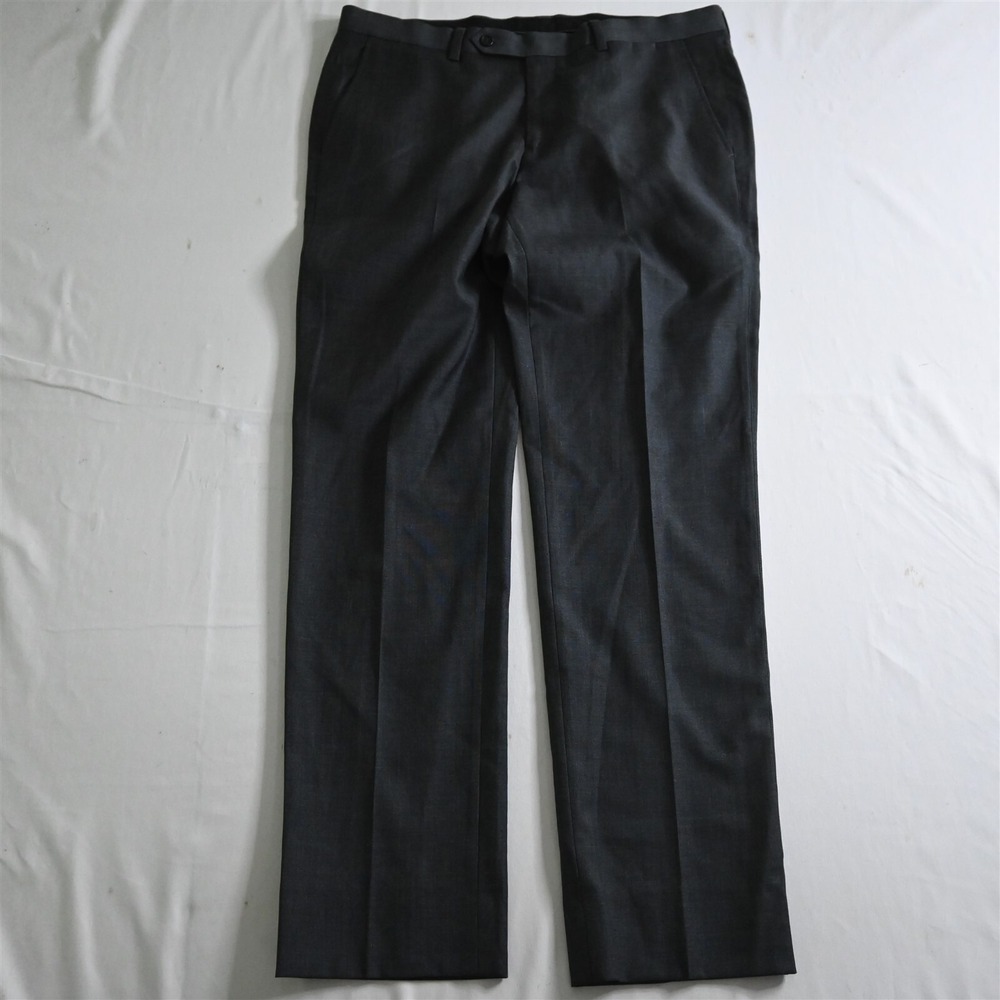 Bespoke 34x32 Gray Sharkskin‎ Straight Leg Superfine Wool Mens Dress Pants